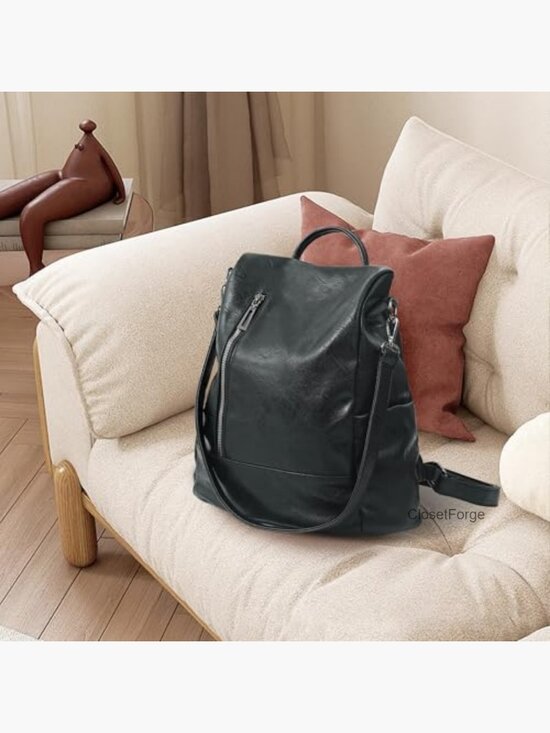 Small Vegan Leather Anti-theft Backpack Purse 3-Way Wear Travel Satchel main image 3